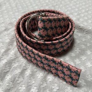 Vineyard Vines 100% Cotton Pink D-ring Belt Dragonfly Pattern Size Medium